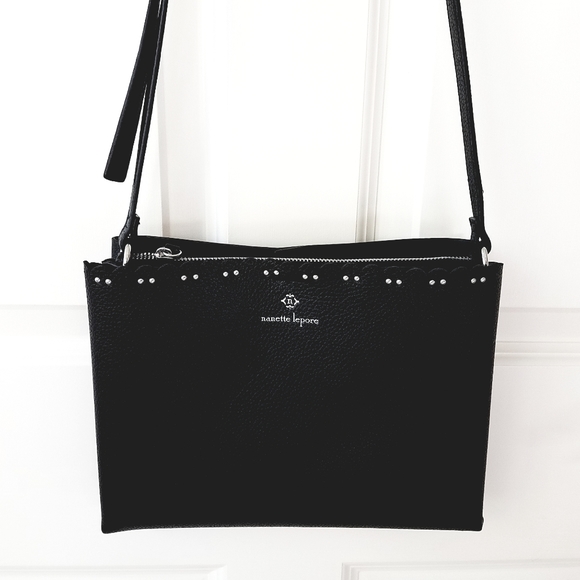 Nanette Lepore Handbags - New Nanette Lepore Black Handbag Scalloped Details